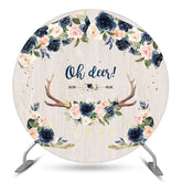 Lofaris Oh Deer Flowers Antler Round Baby Shower Backdrop